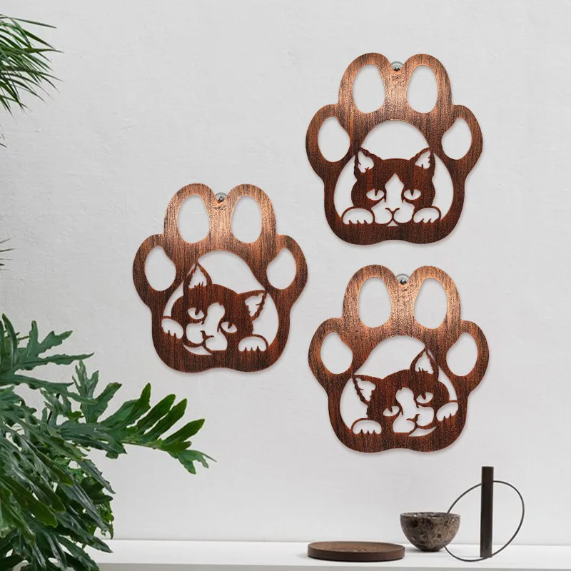 Modern Metal Wall Hanging Cat Art Pendant Iron Home Decor for Living Room and Dining Room Background Ornaments