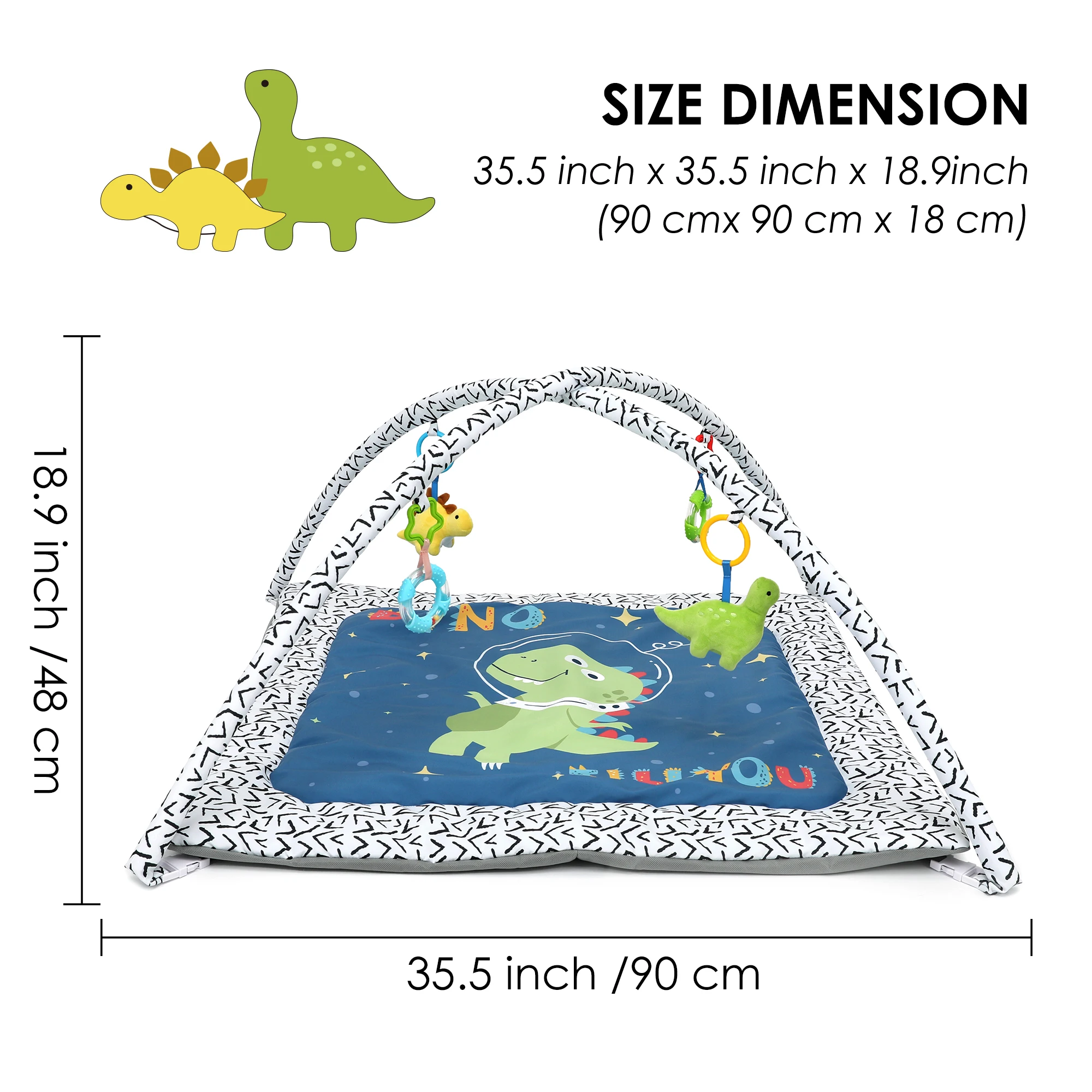 Dinosaur Washable Baby Gym Activity Center with Mat Early Development Playmats Infant Activity Play Mat