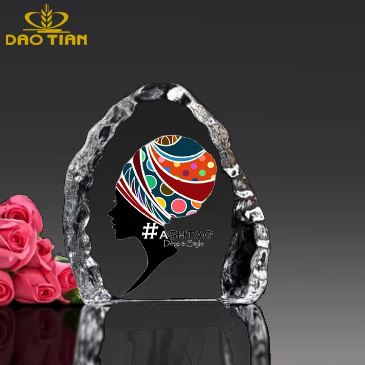 Customized laser engrave home decoration wholesale transparent crystal iceberg photo frame for wedding gift for birthday gift