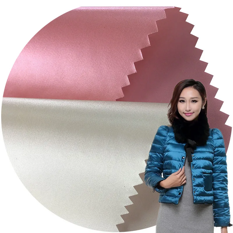 Пользовательская нейлоновая атласная ткань, водонепроницаемая полиуретановая блестящая ткань с полиуретановым покрытием для женских жилетов и безрукавок
