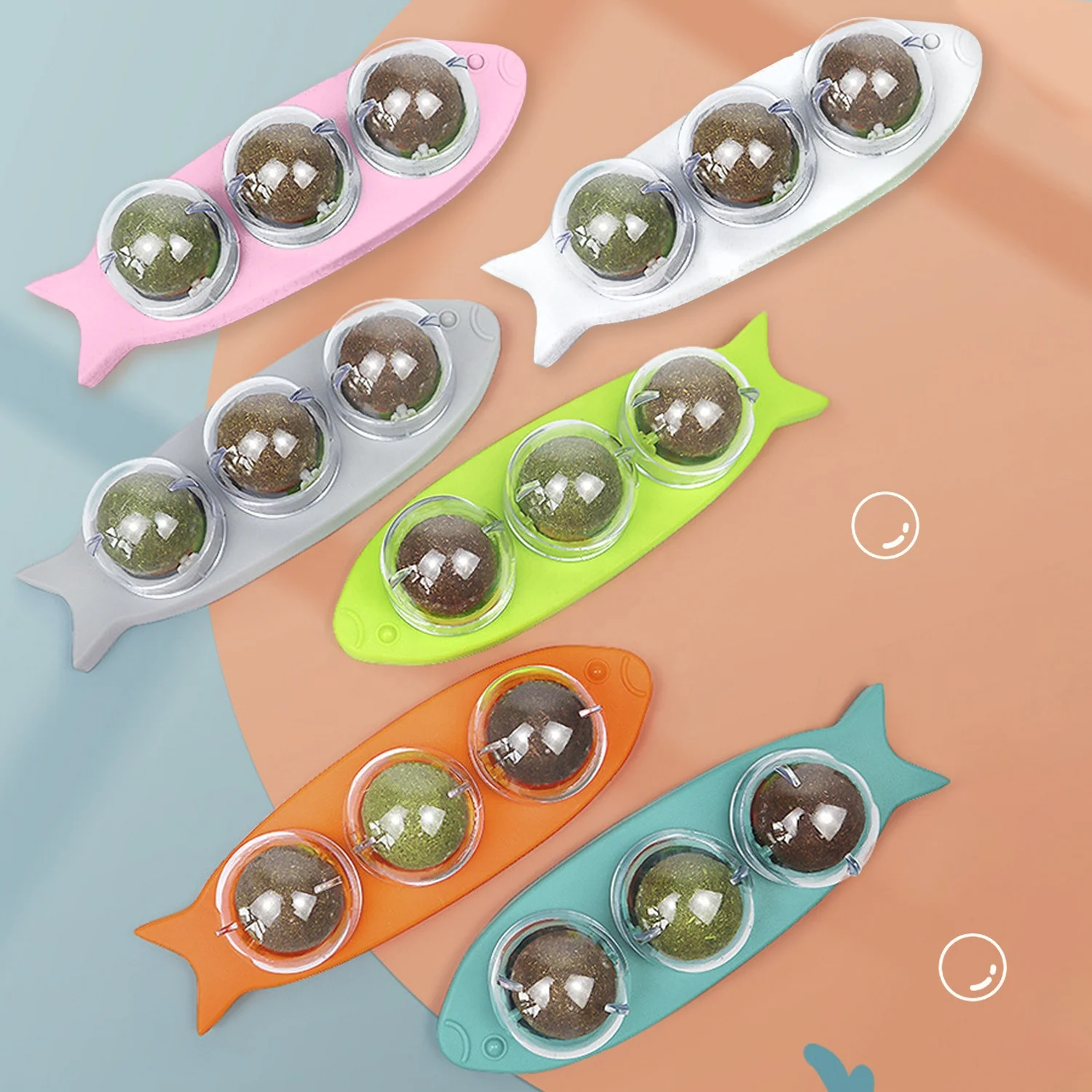 New Arrival 3 in 1 Self-Adhesive Edible Pet Cat Catnip Toys Wall Mount Catnip Ball Relieve Stress Cat Toy Catnip Ball