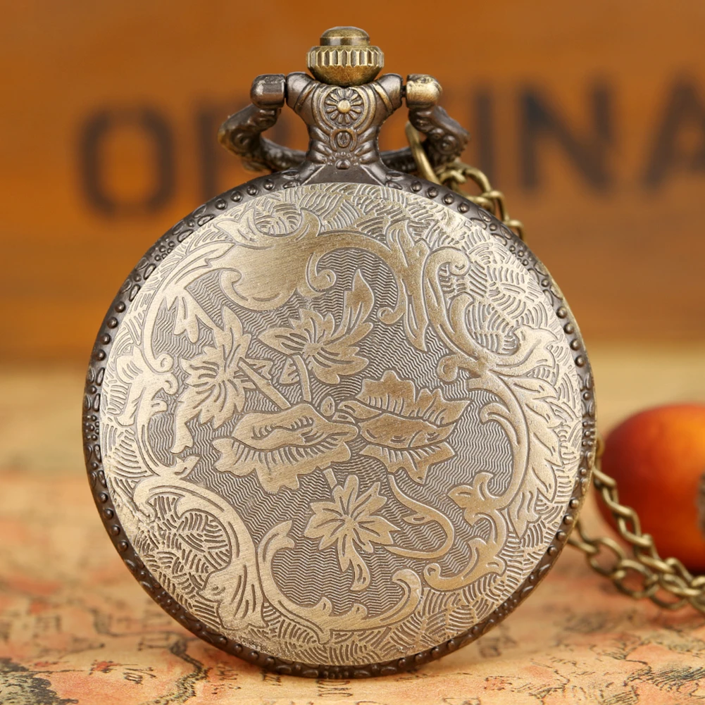Souvenir Chain Clock Vintage Bronze Hollow Necklace Pocket Watch With Tree Of Life Pendant