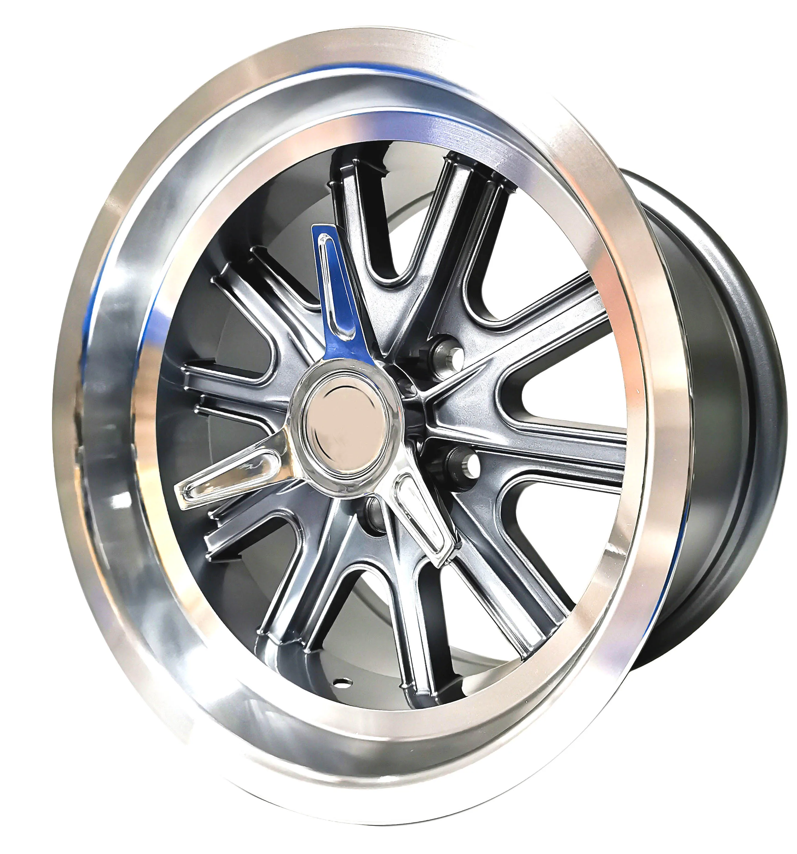 shelby cobra 15X8.0 5X114.3 ET+13 wheel backspace 5.0 inch alloy wheels with 3 bar spinners tri-bar spinners alloy spinners