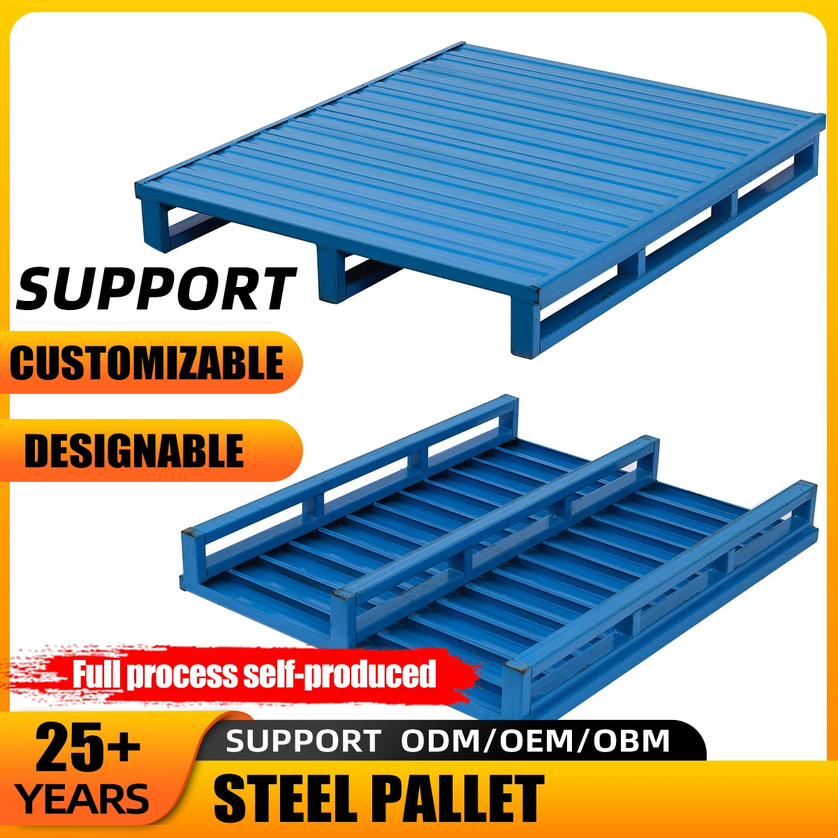 Heavy Duty Forklift Stackable Mesh Pallets Storage Metal 4 Drum Oil Steel Pallet Steel Spill Containment Pallets