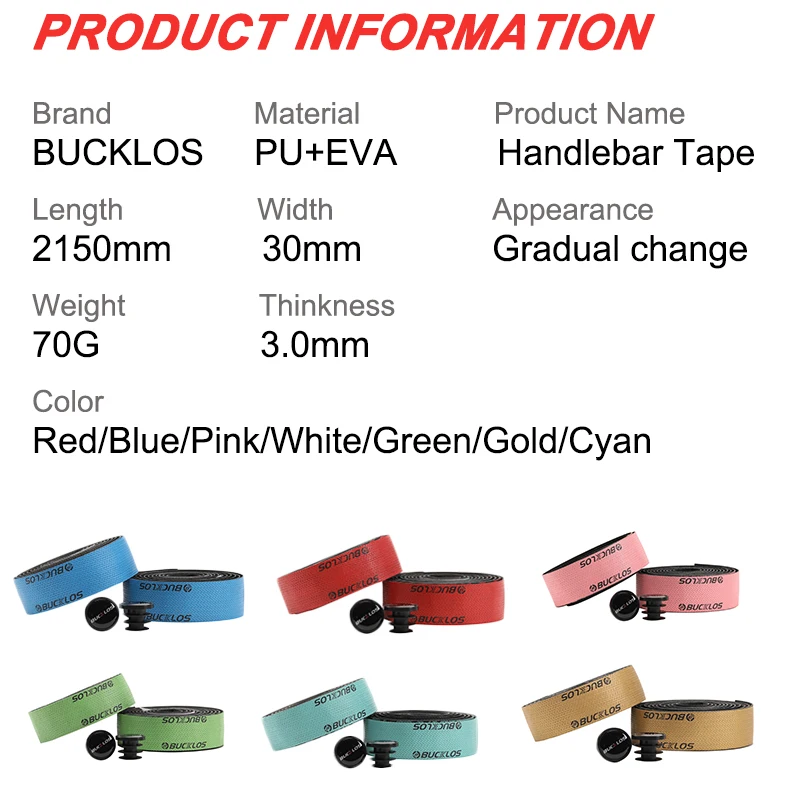 BUCKLOS Bicycle Handlebar Tape Steering Wheel Cover Road Bike Handlebar Anti-skid Belt Rubber Tape Bicycle Parts