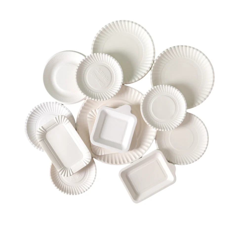 Custom Printed 6 7 8 9 10 Inches Disposable Paper Plate White and Gold Dot Dessert Plates Round Paper Plates for Wedding Party