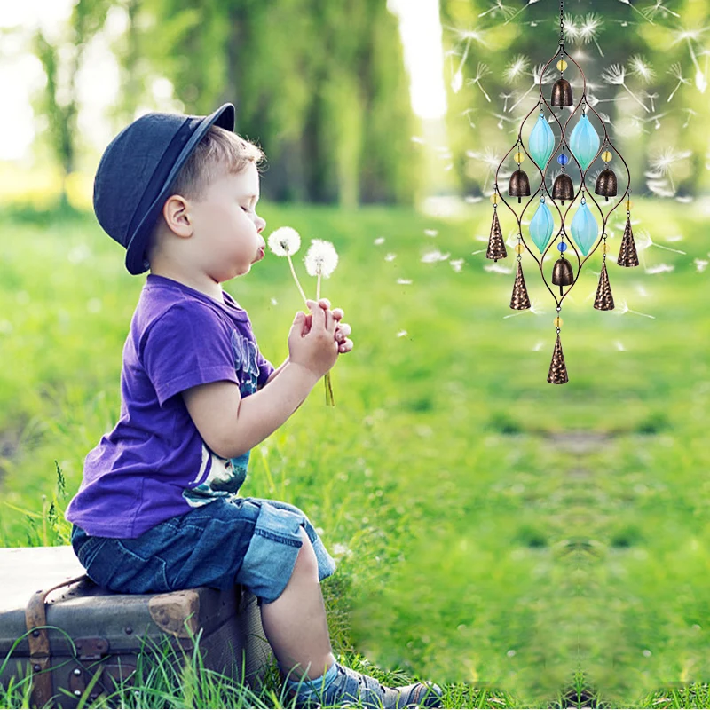 glass pendant iron crafts decoration creative home wind bell bell wind chime