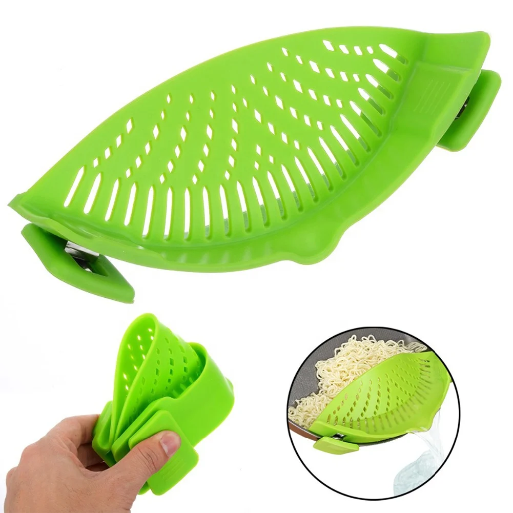 Hot Selling Silicone Drain Device Fold Clip Silicone Colander For All Bowl Pan Cookware