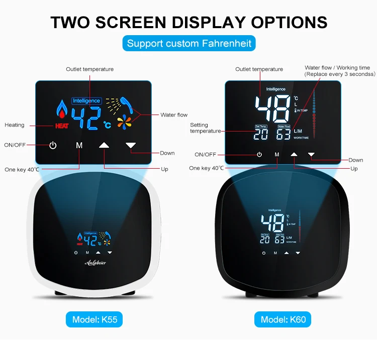 220V Black Multi-Function Instant Water Heater Electric Touch Screen Control Household Hotel Use Hot Sales Plastic Housing 8