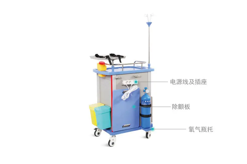 HOCHEY MEDICAL Factory Wholesale Hospital Furniture Patient Trolley Cart Emergency Medical Trolley Made of Plastic
