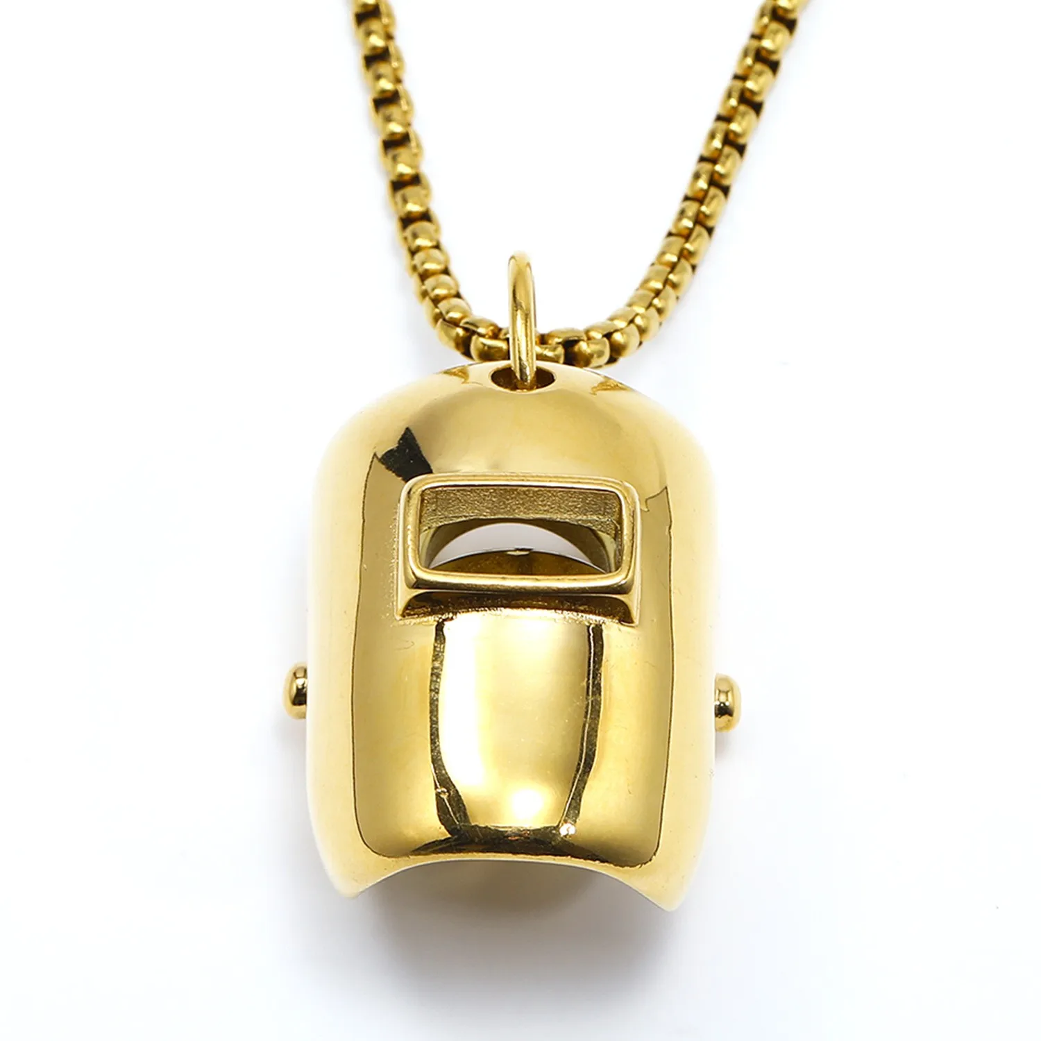 New Design Punk Style Necklace Men Stainless Steel Jewelry 3D Gold Welding Helmet Necklace For Men