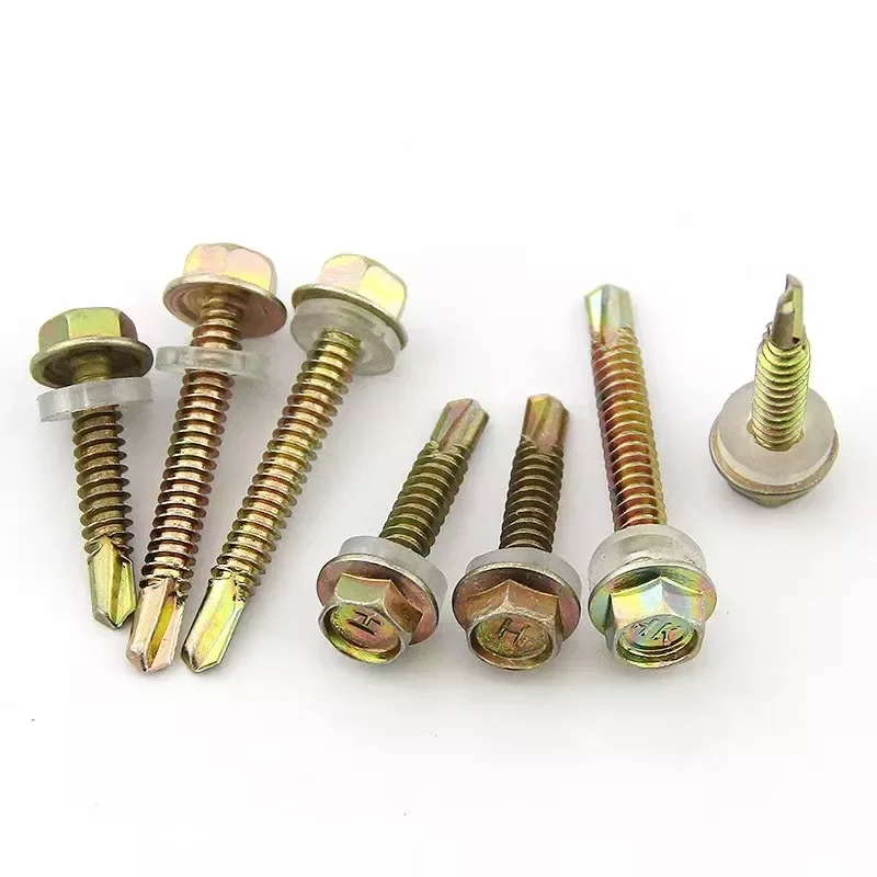 China factory zinc plated carbon steel self drilling screw with rubber washer