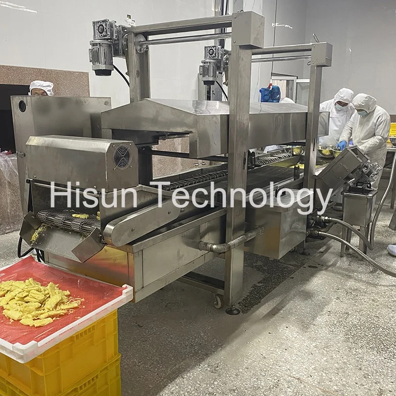 Commercial continuous chicken nugget burger drumet frying machine mozzarella frying machine with CE certificate