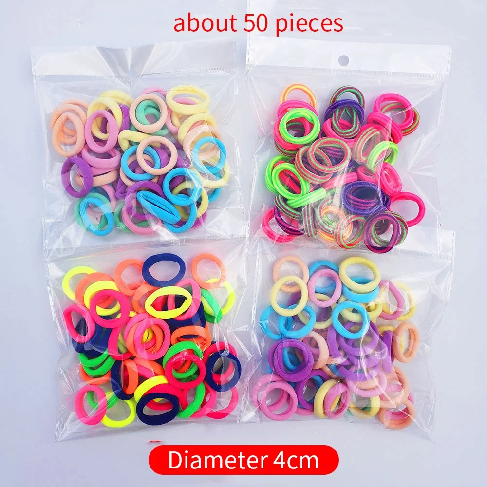 wholesale fashion nylon hair ties 50 pcs per set 3 cm towel high elastic baby hair bands girls