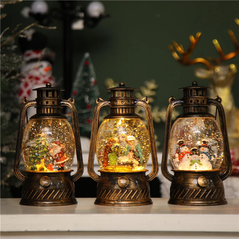 2023 Best Selling Wholesale Christmas Musical Gifts Night Light Navidad Plastic Lamp Christmas Snow Globe Water Lantern