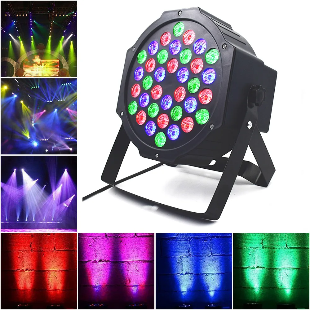 Portable 36 LED RGB DJ Par Lights Sound DMX 512 Control Disco Party Wedding LED Flat Par Light