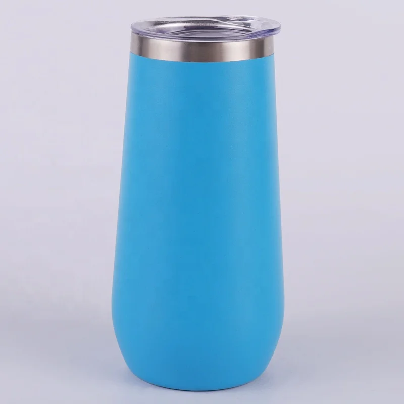 Hot sell 16oz powder coated double wall stainless steel wine tumbler insulated vacuum egg shape mug wine with lid