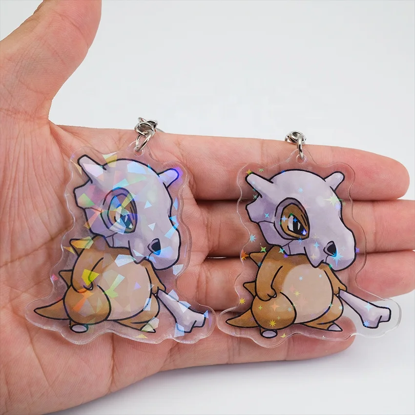 Boxin Wholesale Custom Anime Holographic Holo Rainbow Glitter Clear Epoxy Acrylic Charm Keychain Double Sided