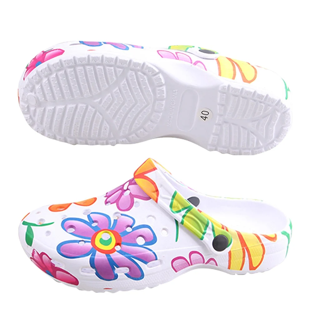 Мужские сандалии для сада и пляжа, дышащие тапки, цветной принт, Эва, летняя обувь