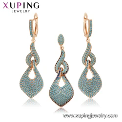 65624 Xuping new fashion jewelry set 18k gold Turquoise jewelry pendant and earring set