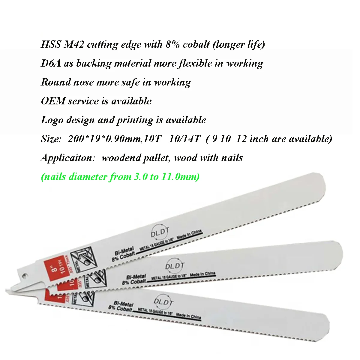 DLDT-Pallet Repair Pallet Demolition Blades M42 Bi-metal Reciprocating Saw Blades