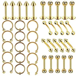 40pcs new simple eyebrow nails tongue nail setstainless steel  piercing jewelry nose ring nose nails
