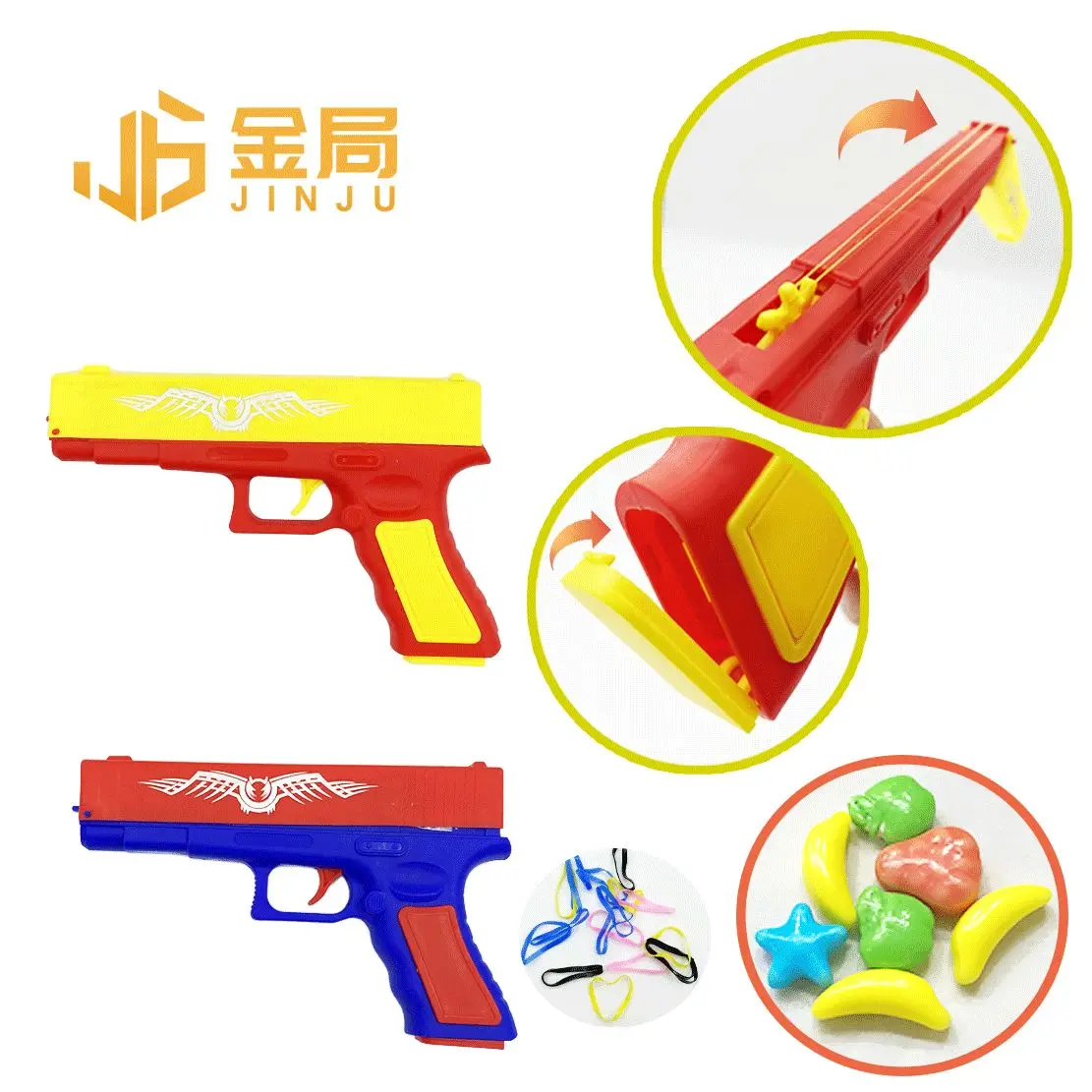 Popular Boy Love Plastic Rubber Band Gun Wholesale Amusing Shooting Guns Toy with Candy