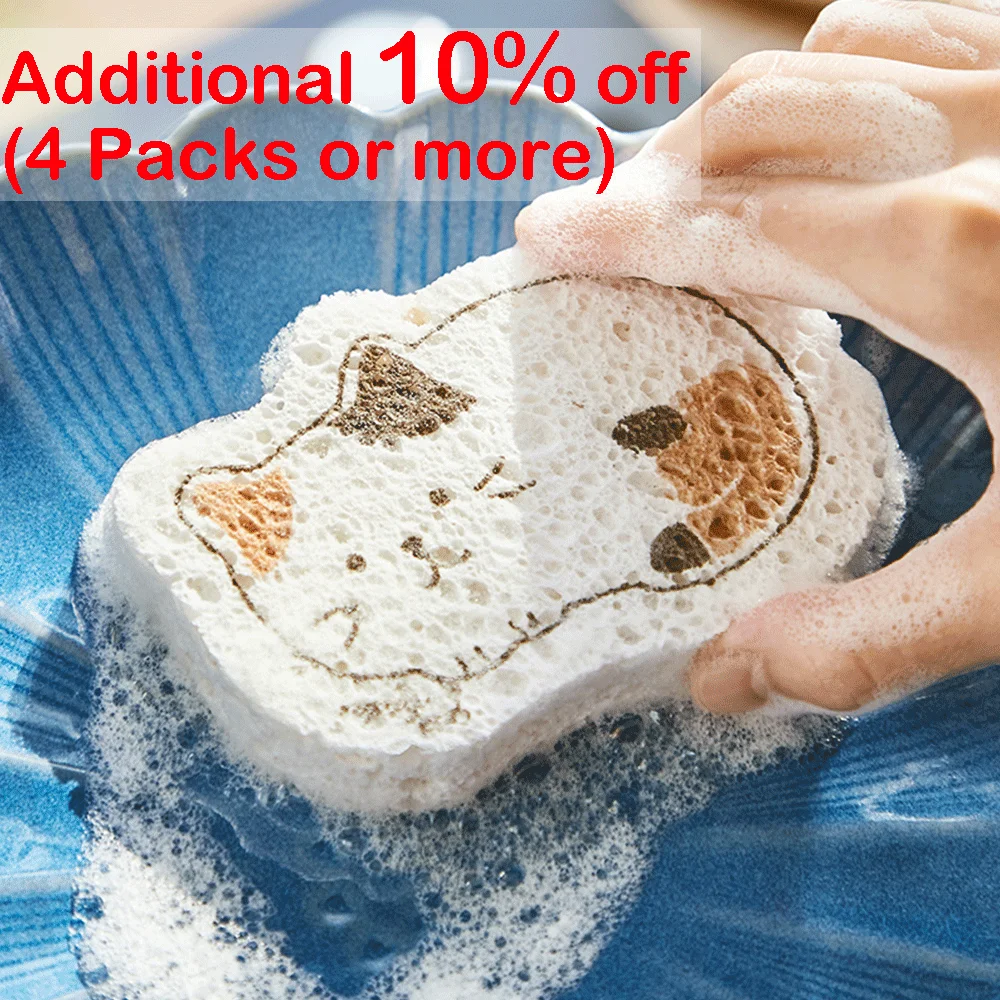 Compressed Cartoon Skim Magic Dishwashing Rice Milk Sponge Kitchen Cleaning Cloth