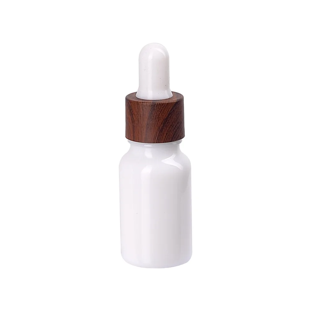 18mm bamboo wood spray pump dropper10ml 15ml porcelain white essential oil bottle 30ml 50ml 100ml white jade glass bottles