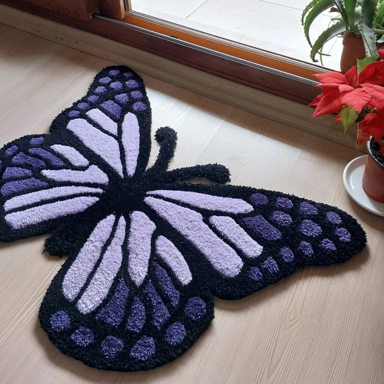 Pattern Tufted Area Rug Fluffy Floor Living Room Carpets Rugs Custom Colorful Butterfly Polyester Modern Rectangle Washable