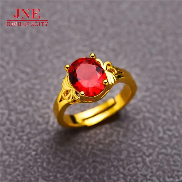 Fashion New Ring red zirconium brass gold-plated accessories  placer gold jewelry for girlfriend one piece dropshipping