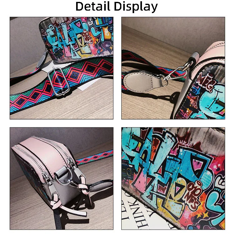 2024 New products Mini Bags Women Handbags Ladies Small Purses Travel Graffiti Wide Shoulder Strap Crossbody Camera Ba