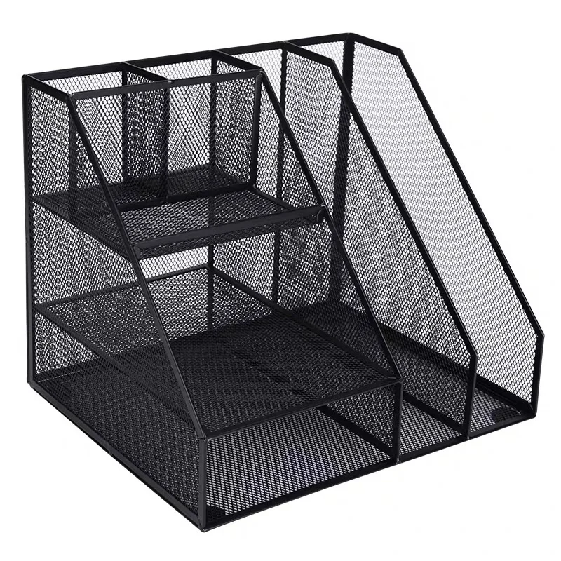 Wire Mesh Drawer Desk Organizer Multi Function Black Metal Wire Mesh Multi Grid Desk Organizer