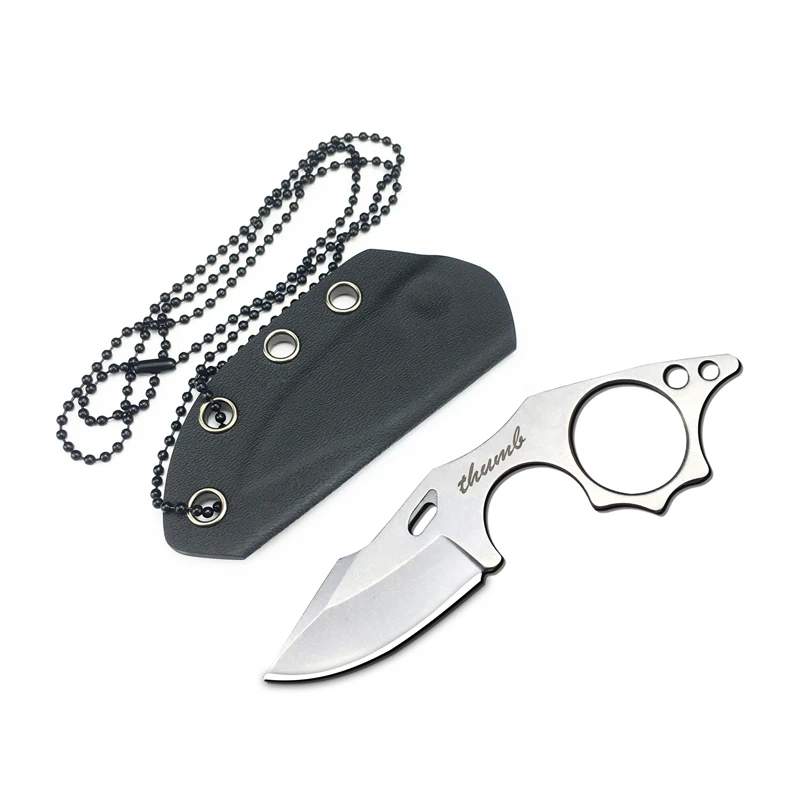 4.9-inch Tiger Shark Fixed Mini  K scabbard outdoor EDC Tactical Camping Necklace Knife