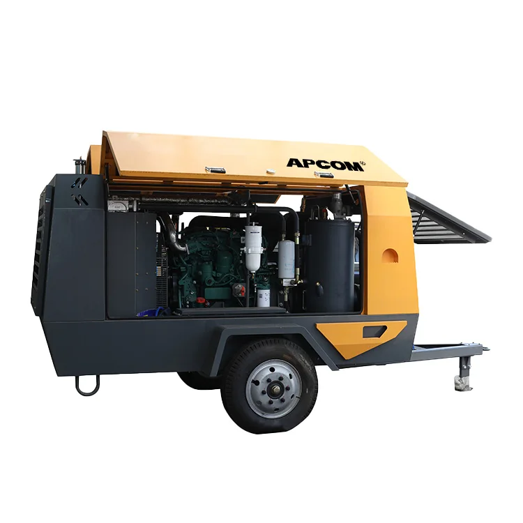 Air-compressors 185 CFM 145 psi 8bar 48kw 65HP portable screw air compressor diesel 190cfm HG190-8C for dry ice blasting