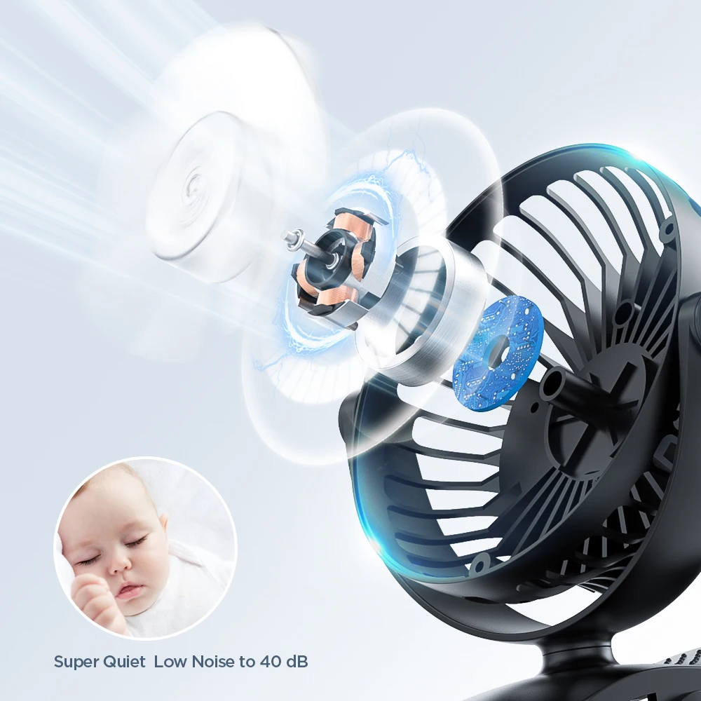 2022 Hot Sale Air Cooling Circulating Usb Cordless Rechargeable Plastic Oscillating Electric Mini Car Portable Fan With Clip