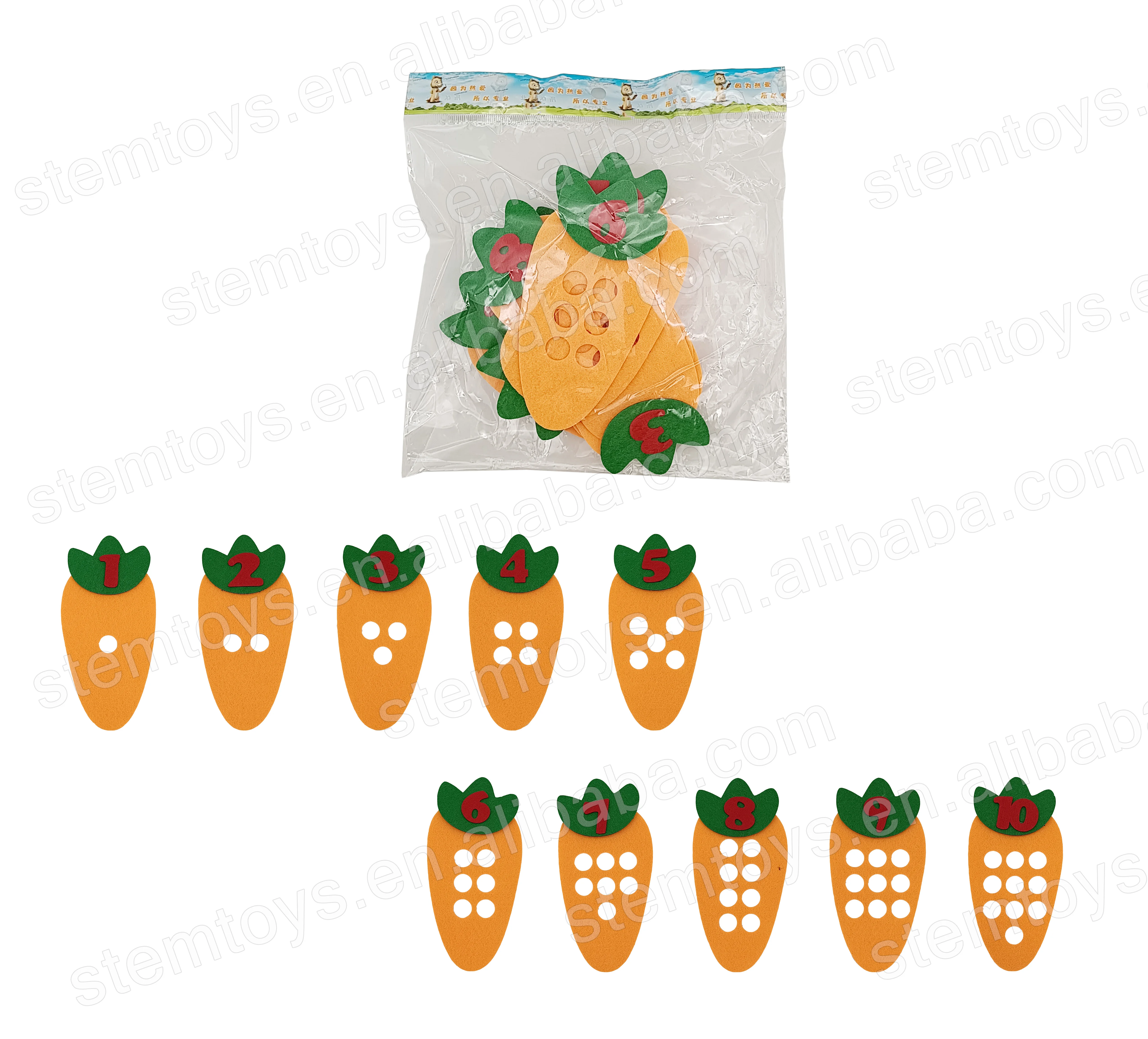 Montessori DIY puzzle preschool easy math learning carrots children felt craft non-woven fabric stem educational toys for kids