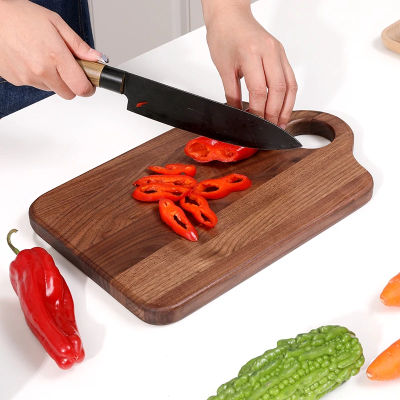 Natural Wood Cutting Board with Handle Wooden Kitchen Chopping Board Thick Dishwasher Safe for Meat Cheese Vegetables Fruits