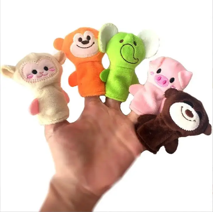 Wholesale  Animal Family Doll House Set Finger Puppet Promotional Gift and Craft Plush Soft Hand Toys Custom Logo and Color