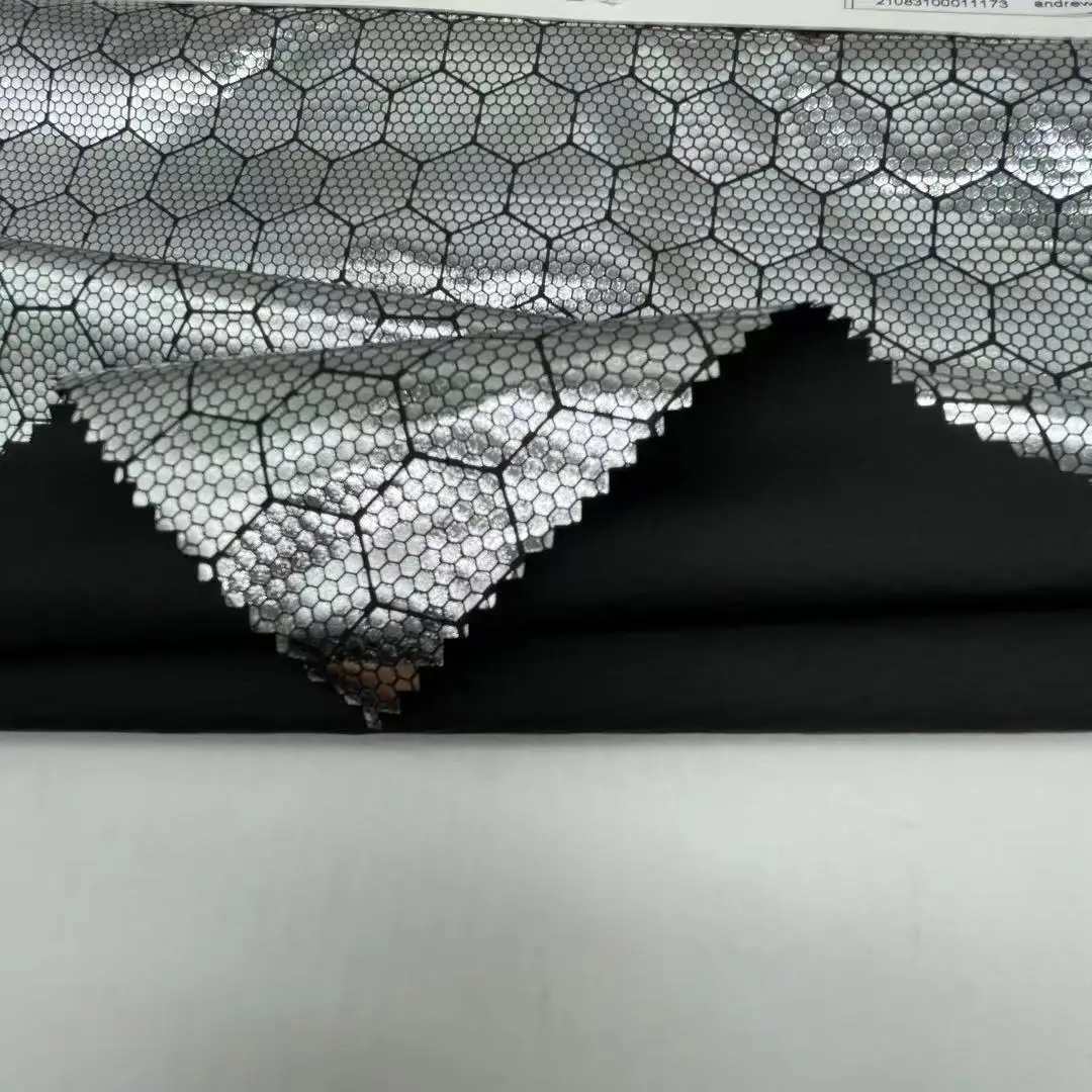 50D 300T foil ripstop print pongee fabric for Jacket lining