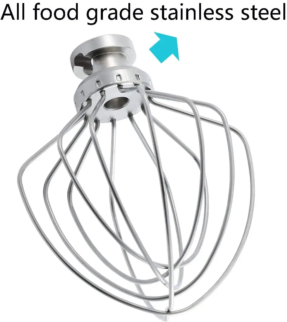 K45WW 6-Wire Whip Attachment For Tilt-Head Stand Mixer, Stainless Steel. Egg Heavy Cream Beater, Cakes Mayonnaise Whisk Mixer ac