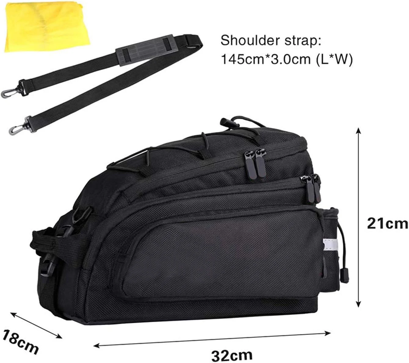 Waterproof Bike Pannier Bag Bicycle Trunk Bag 12L Bike Rear Rack Carrier Bag with Rain Cover