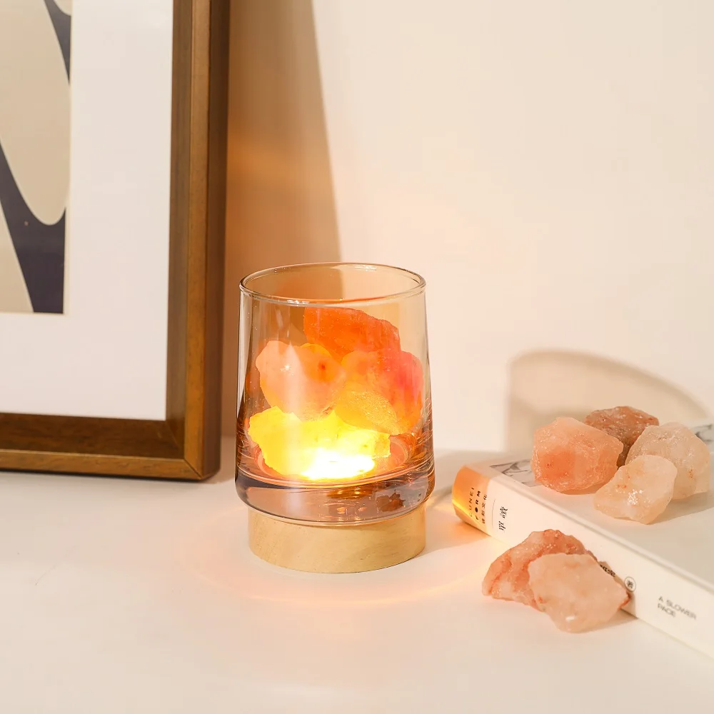 Maxery Fresh Forest Crystal Atmosphere Light Diffuser Green, Rose Clear Quartz Essential Oil Aromatherapy Calming Ambience Light