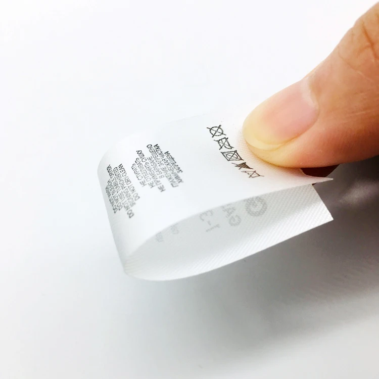 Satin Printed Labels Taffeta tag Washing Care Instructions Labels for clothing
