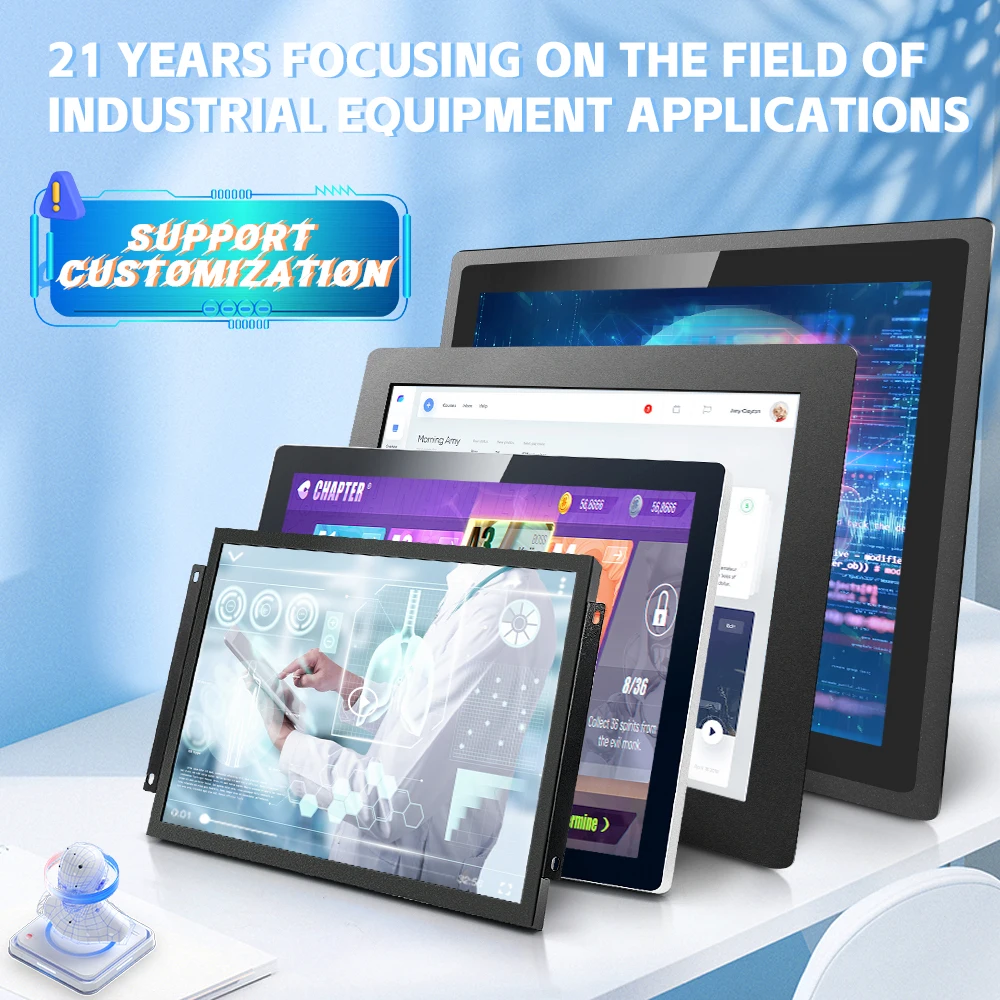 custom 7 9 12 1315.6 11 13 18.5 19 21 21.5 23 inch monitor open frame touch monitor mini pc industrial