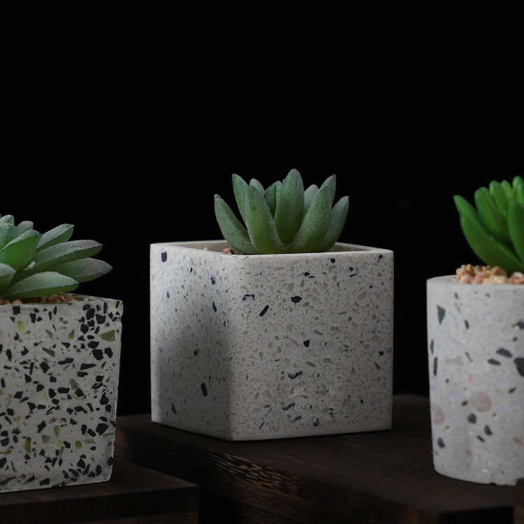 Modern style matte square shape bulk custom plastic indoor house home decor mini faux cactus succulent artificial plants in pots