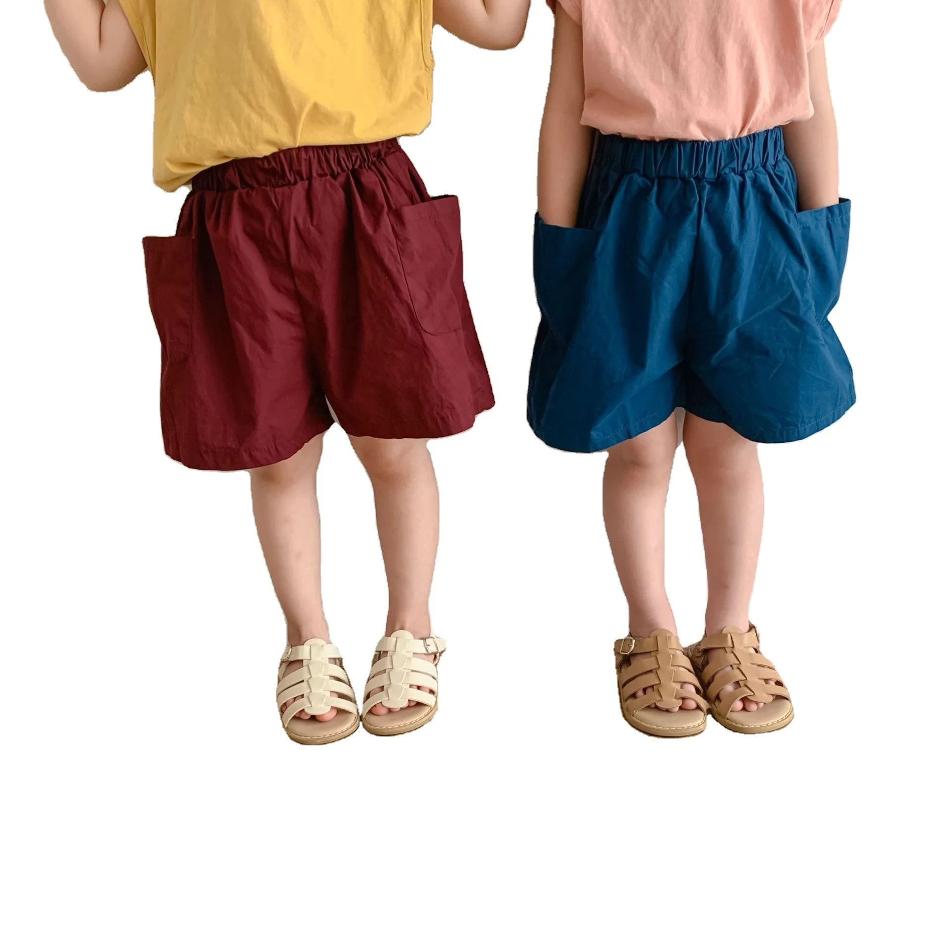 
High Quality 2021 Kids Summer Shorts Korean Style Big Pocket Overalls 