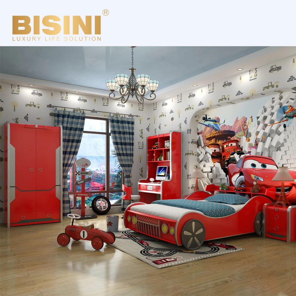 Модная индивидуализированная детская кровать и Ночная подставка Мультяшные автомобили спальня набор