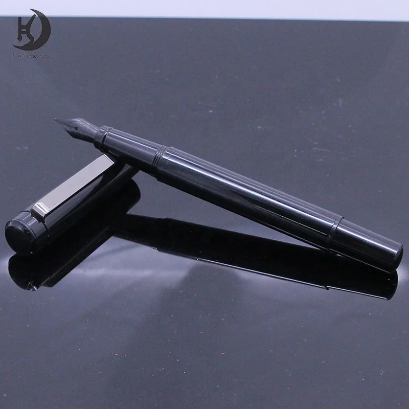 JX-002  Business Gift Writing Pen Set Custom logo Gun Black Color Metal Writing Pen With Flat Clip Advertising Calligraphy Pen
