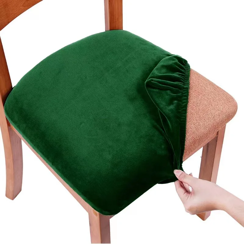 Wholesale Thicker quality plush velvet chair seat cover Home Decoration Universal Elastic Dining Chair Cover